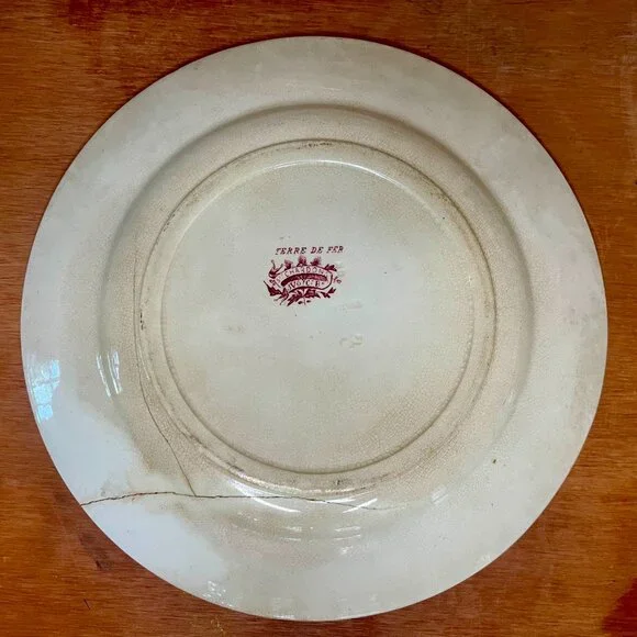 Antique French Ironstone Chardons Terre de Fer Belle Époque Dishes - Set of 3